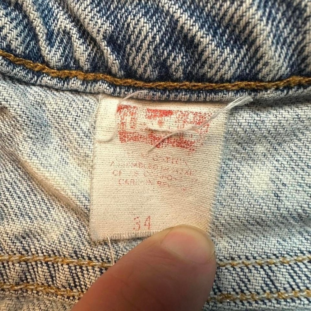 Vintage‎ Levi's orange tab 550 bleach stained punk grunge denim shorts fits 33 - Picture 3 of 6